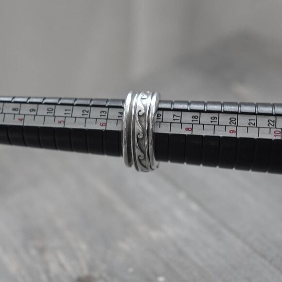 Sterling Silver Wave Spinner Ring sz 7 Solid 10.33g Chunky Stamped 925 Vintage - Picture 12 of 12